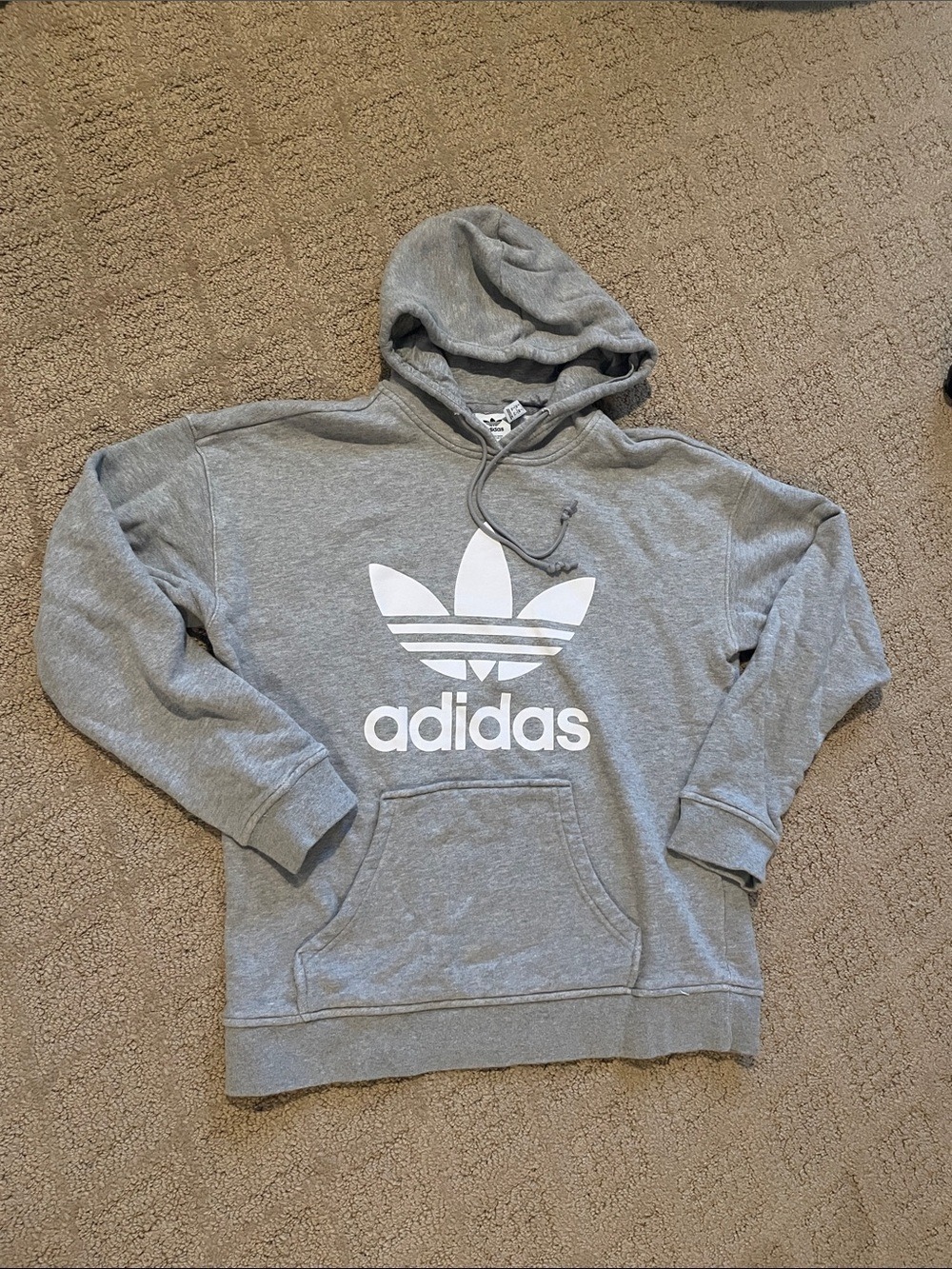 adidas Gray Trefoil Logo Hoodie